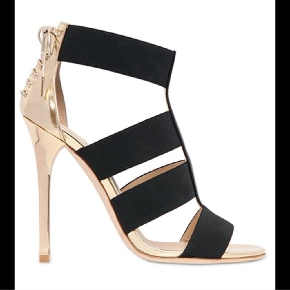 “Dario” black and gold Jimmy Choo strappy heels